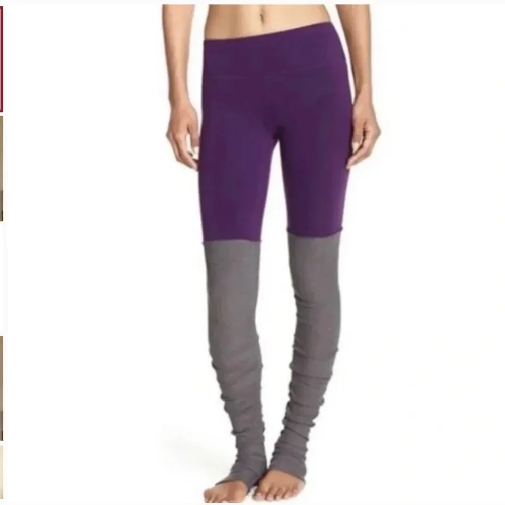 Alo Yoga Goddess Ribbed Legging Purple Pennant Stormy Heather Gray XS